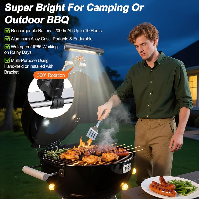 Anicooking Rechargeable 360° BBQ Grill Light for Outdoor Grilling with Magnetic, IPX5 Waterproof, 2-Level Brightness, USB-C Charging, Portable Grill Accessories, Grilling Gift for Men, Dad, Grill Lights - Image 3